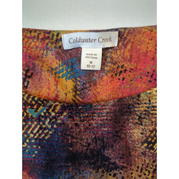 Coldwater Creek 3/4 Sleeve Shirt Rust Brown Black Tie at Waist women's size M - Picture 3 of 7